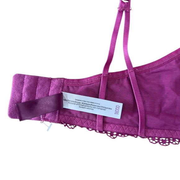 Adore Me Women Sexy Purple Lace Sheer Underwire Bra Size 38DDD Strappy Unlined - Picture 4 of 10